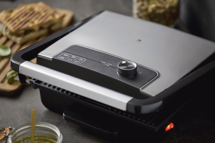 HOLM Paninigrill 2000W, Silber/Schwarz