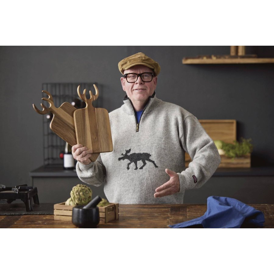 HOLM Servierbrett mit Geweih 44 cm, Akazie