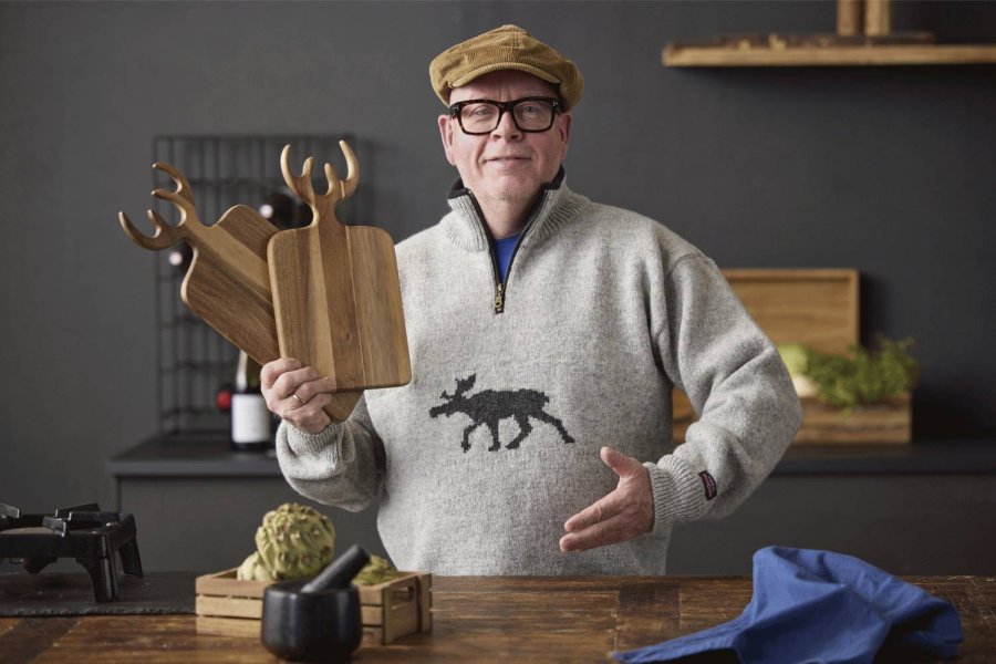 HOLM Servierbrett mit Geweih 44 cm, Akazie