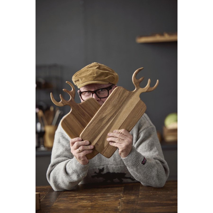HOLM Servierbrett mit Geweih 36 cm, Akazie