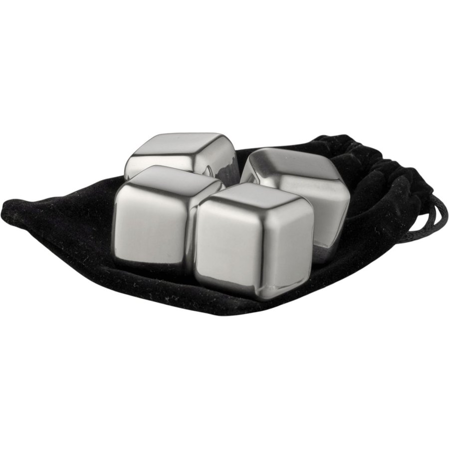 Funktion Whiskystein 4er Set 2,5x2,5 cm, Edelstahl
