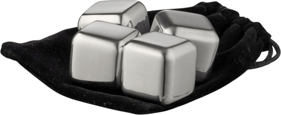Funktion Whiskystein 4er Set 2,5x2,5 cm, Edelstahl