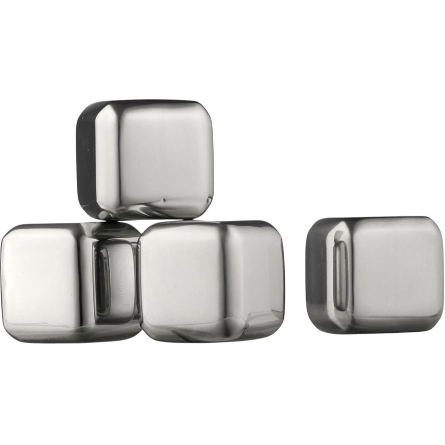 Funktion Whiskystein 4er Set 2,5x2,5 cm, Edelstahl