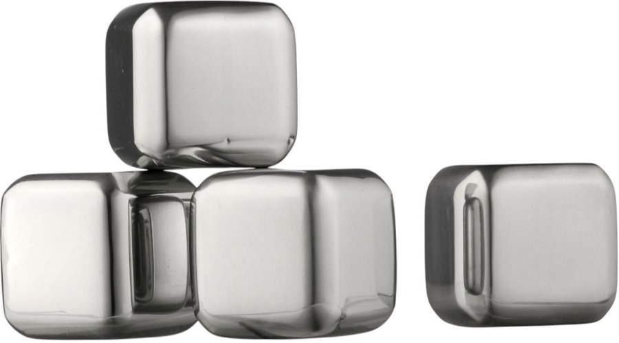 Funktion Whiskystein 4er Set 2,5x2,5 cm, Edelstahl