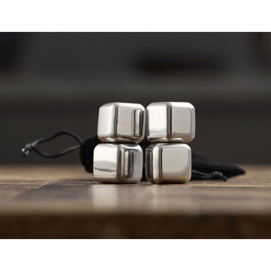 Funktion Whiskystein 4er Set 2,5x2,5 cm, Edelstahl