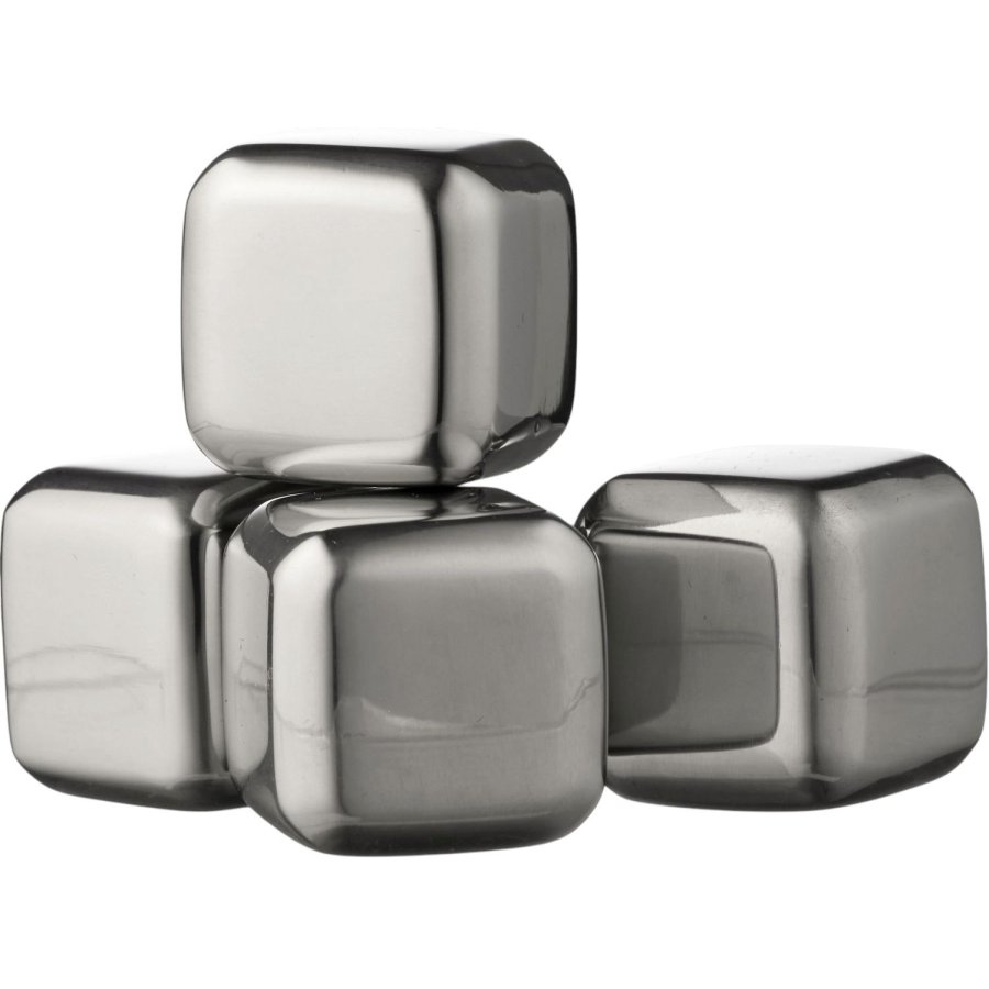 Funktion Whiskystein 4er Set 2,5x2,5 cm, Edelstahl