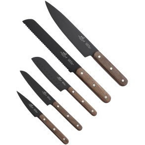 Lion Sabatier International Phenix Walnut Knivst 5 Dele, Sort/Valnddetr