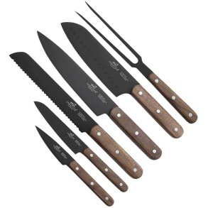 Lion Sabatier International Phenix Walnut Knivst 6 Dele, Sort/Valnddetr
