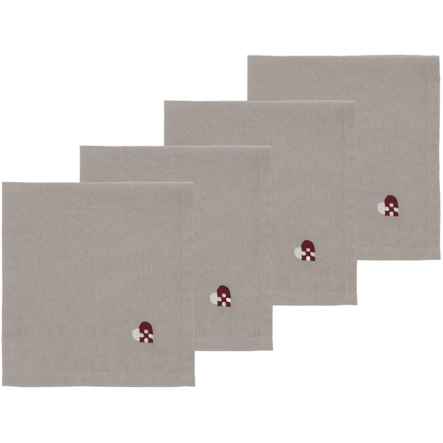 Sdahl Christmas Hearts Embroidery Stoffservietten 4er Set 40x40 cm, Dunkelrot