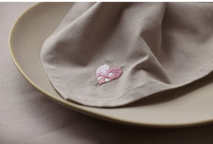 Sdahl Christmas Hearts Embroidery Stoffservietten 4er Set 40x40 cm, Rose