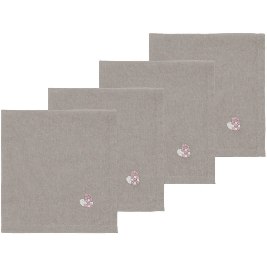 Sdahl Christmas Hearts Embroidery Stoffservietten 4er Set 40x40 cm, Rose
