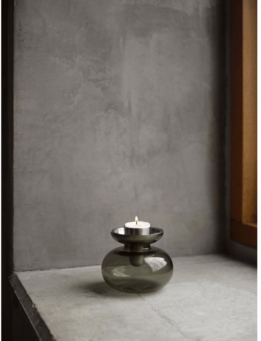 Zone Denmark Inu Vase/Kerzenhalter H10 cm, Moss Green/Messing