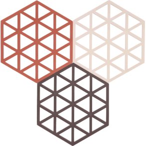 Zone Denmark Triangles Untersetzer 3er Set 16x14 cm, Burned Red/Rose/Kalamata