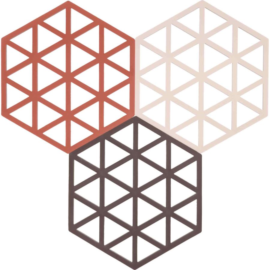 Zone Denmark Triangles Untersetzer 3er Set 16x14 cm, Burned Red/Rose/Kalamata