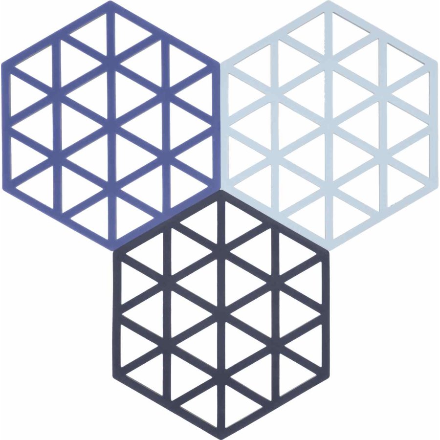 Zone Denmark Triangles Untersetzer 3er Set 16x14 cm, Midnight/Indigo/Blue