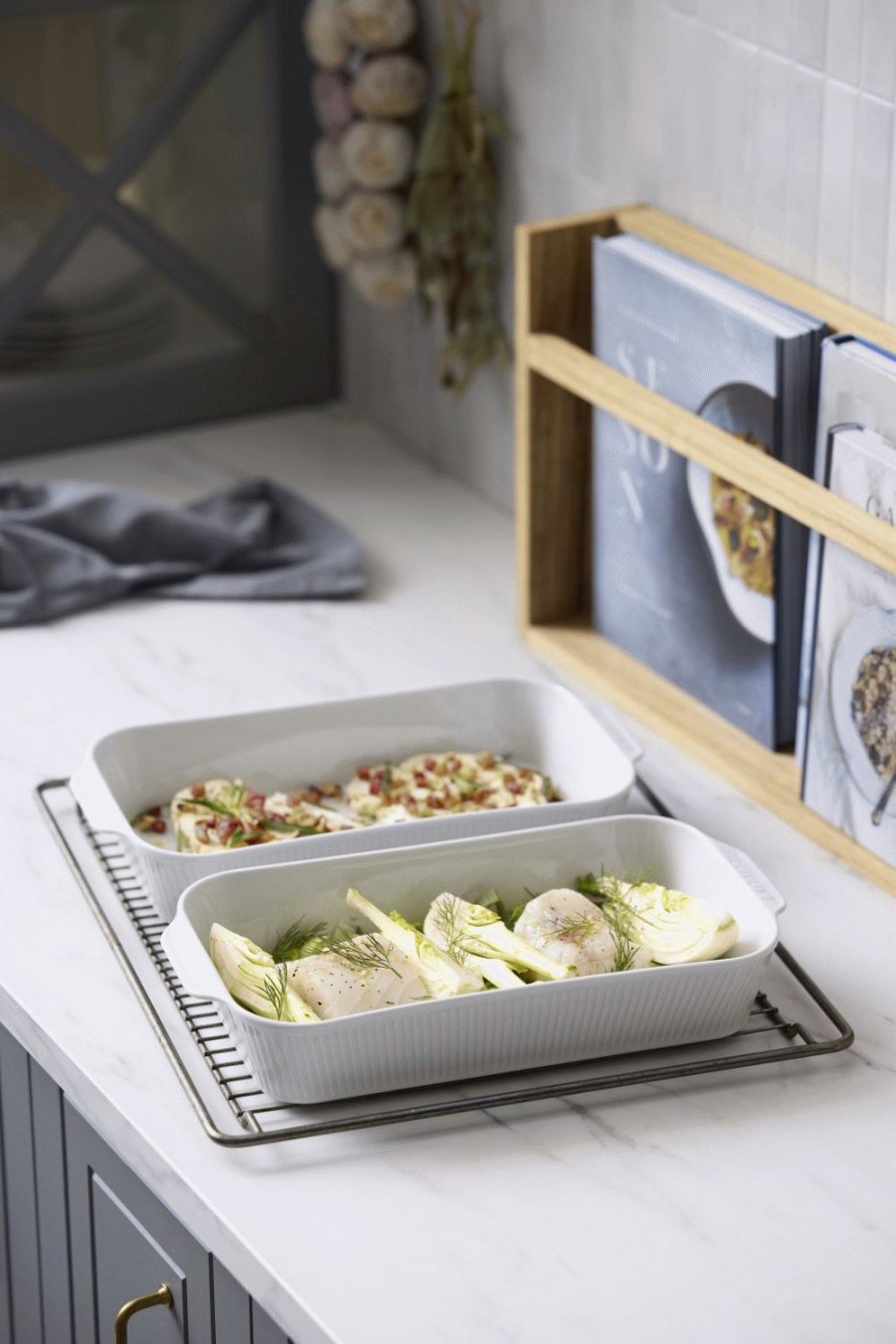 Pillivuyt Pliss Platte 2er Set 35x19 cm, Wei