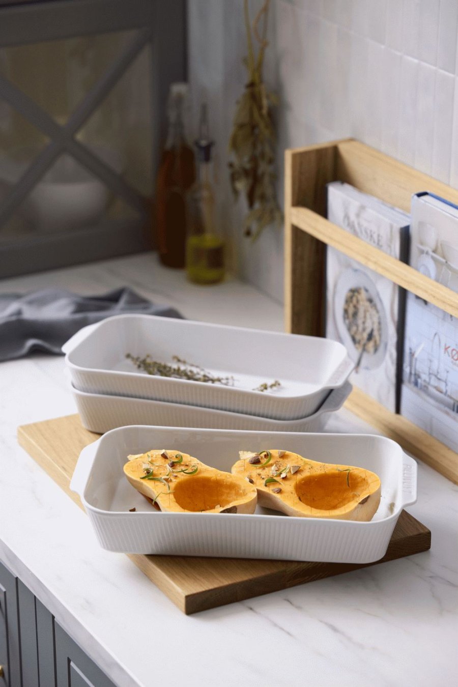 Pillivuyt Pliss Platte 2er Set 35x19 cm, Wei