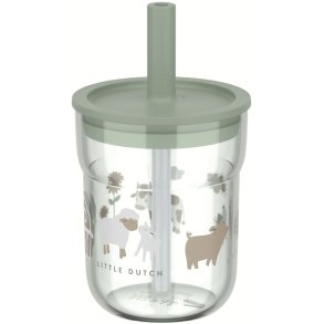 Mepal Mio Kinderglas mit Strohhalm 250 ml, Little Farm