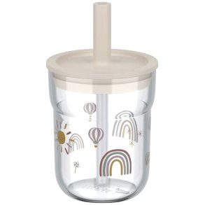Mepal Mio Kinderglas mit Strohhalm 250 ml, Sunshine & Rainbow
