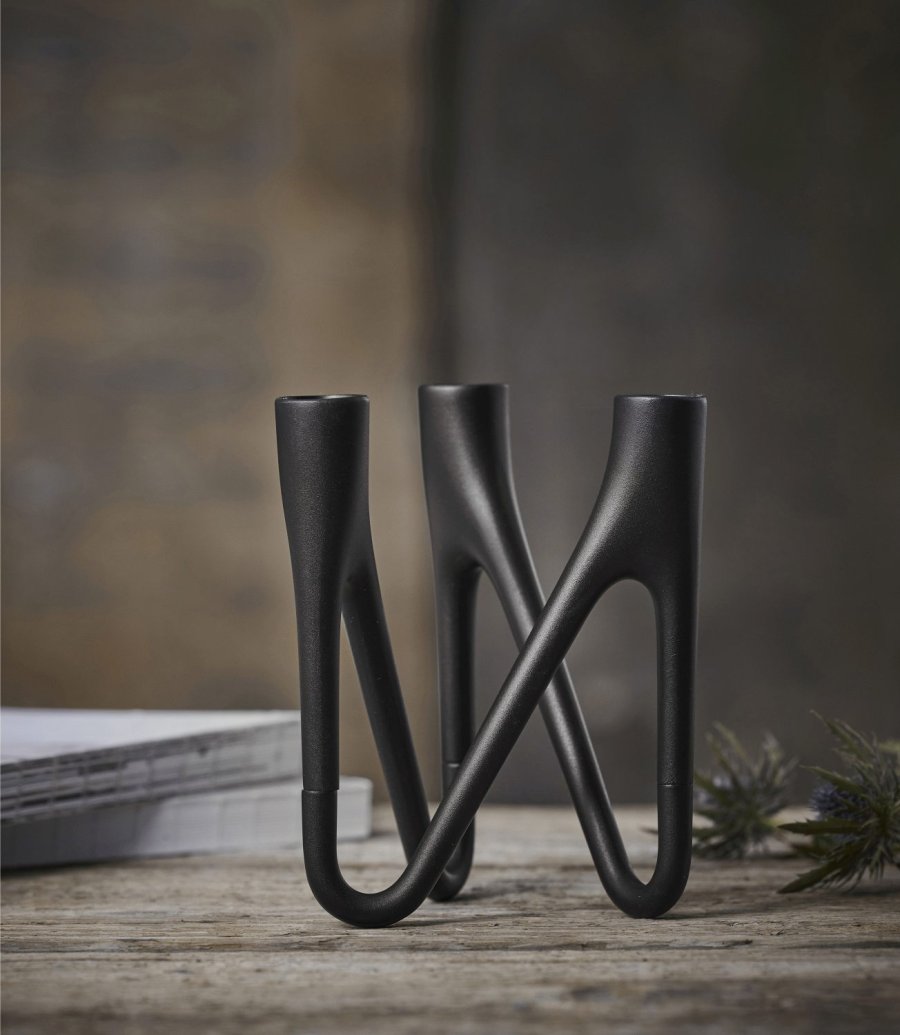 Mors Roots Kerzenstnder 3 Arme H16,5 cm, Schwarz