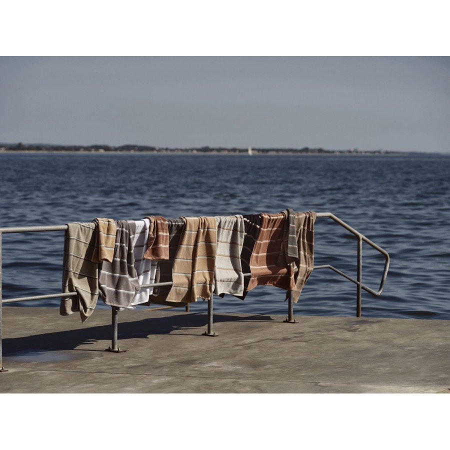 Zone Denmark Sauna Badeh�ndkl�de 70x140 cm, Hvid/Soft Grey/Eucalyptus