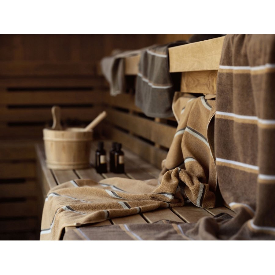 Zone Denmark Sauna Badeh�ndkl�de 70x140 cm, Taupe/Camel/Sky Blue