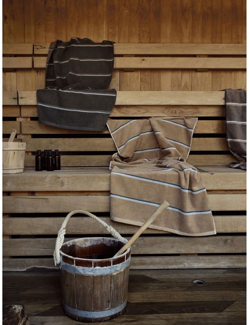 Zone Denmark Sauna Badeh�ndkl�de 70x140 cm, Camel/Ice Blue/Olive Green