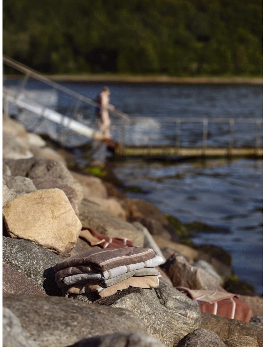 Zone Denmark Sauna Badeh�ndkl�de 70x140 cm, Camel/Ice Blue/Olive Green