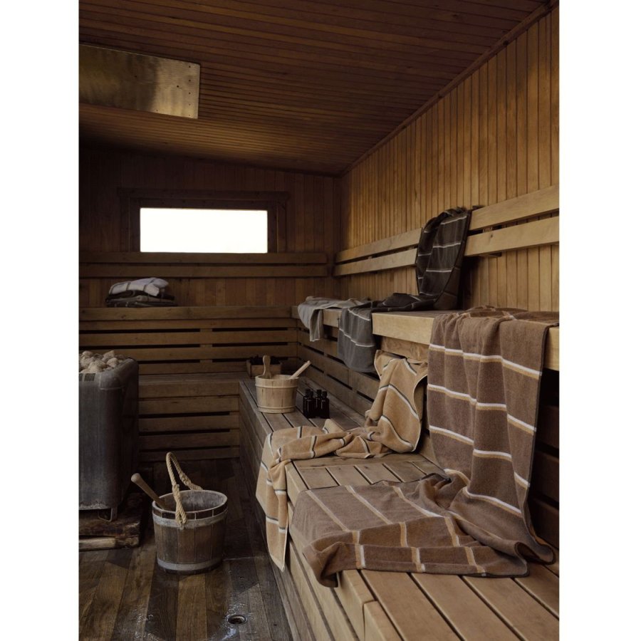 Zone Denmark Sauna Badeh�ndkl�de 70x140 cm, Sort/Soft Grey/Camel