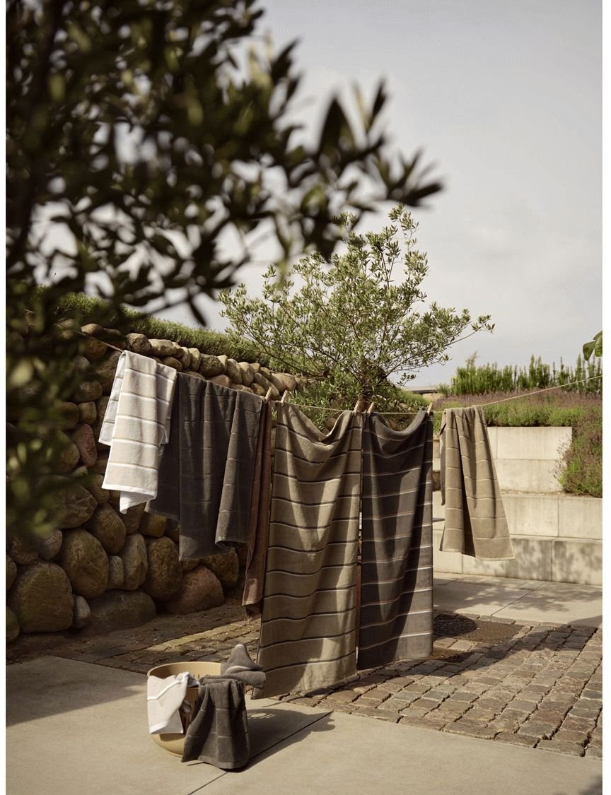 Zone Denmark Sauna H�ndkl�de 50x100 cm, Olive Green/Taupe/Blue Fog