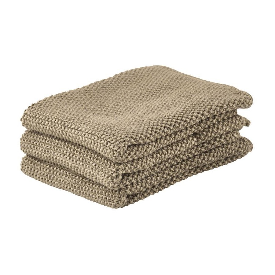Zone Denmark Karklud 3 stk. 27x27 cm, Khaki