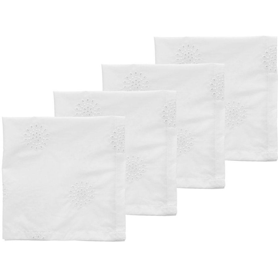 S&ouml;dahl Daydream Broderie Anglaise Stoffservietten 4er Set 45x45 cm, Wei&szlig;
