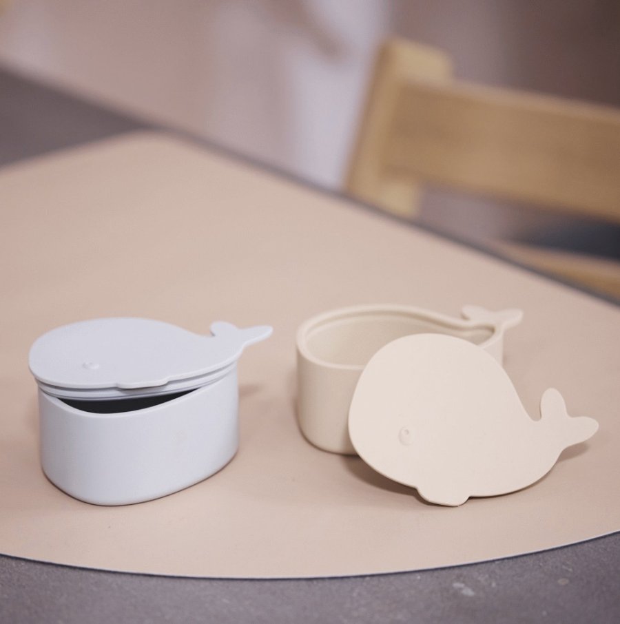 FILIBABBA Snackbox Wal Christian 2 er Set 12 cm, Pearl Blue