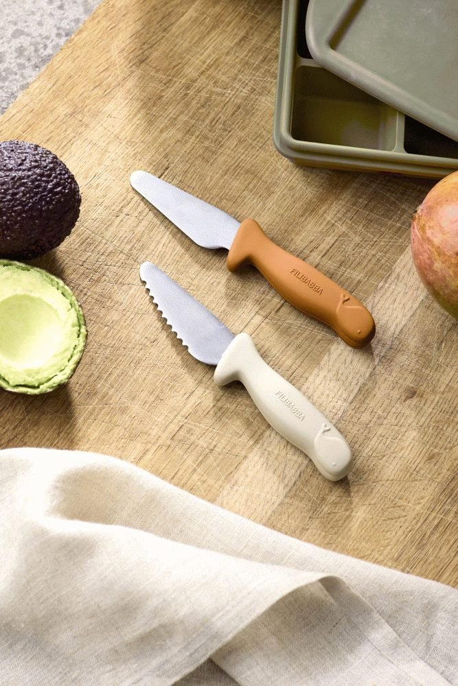 FILIBABBA Kindermesserset 2teilig, Krbisorange/Cremewei