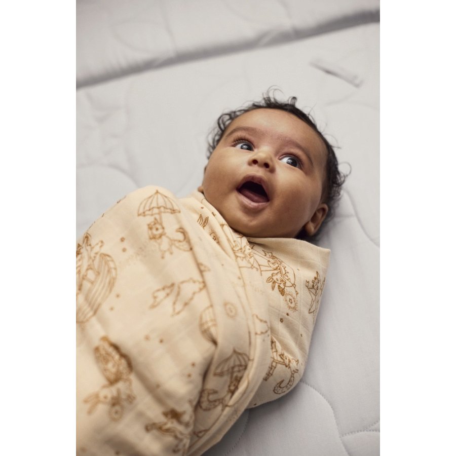 FILIBABBA Babyswaddle 120x120 cm, Dreamy Adventurers
