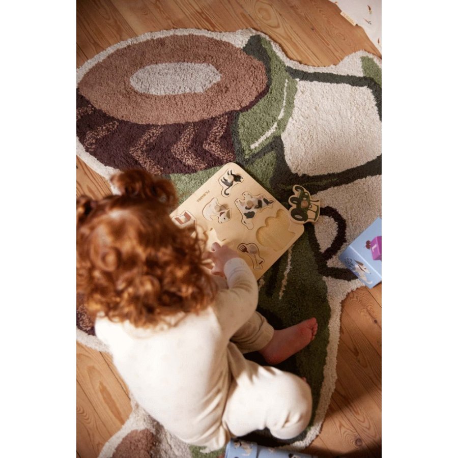 FILIBABBA Teppich Traktor 100x77 cm, Grn