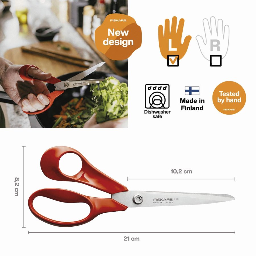 Fiskars Classic Universalschere Linkshänder 21 cm, Rot