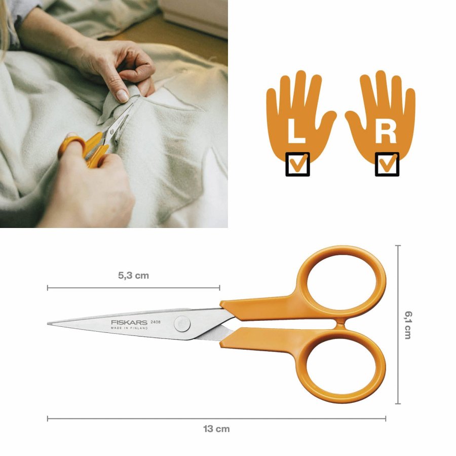 Fiskars Classic Schere mit Mikrospitze 13 cm, Orange