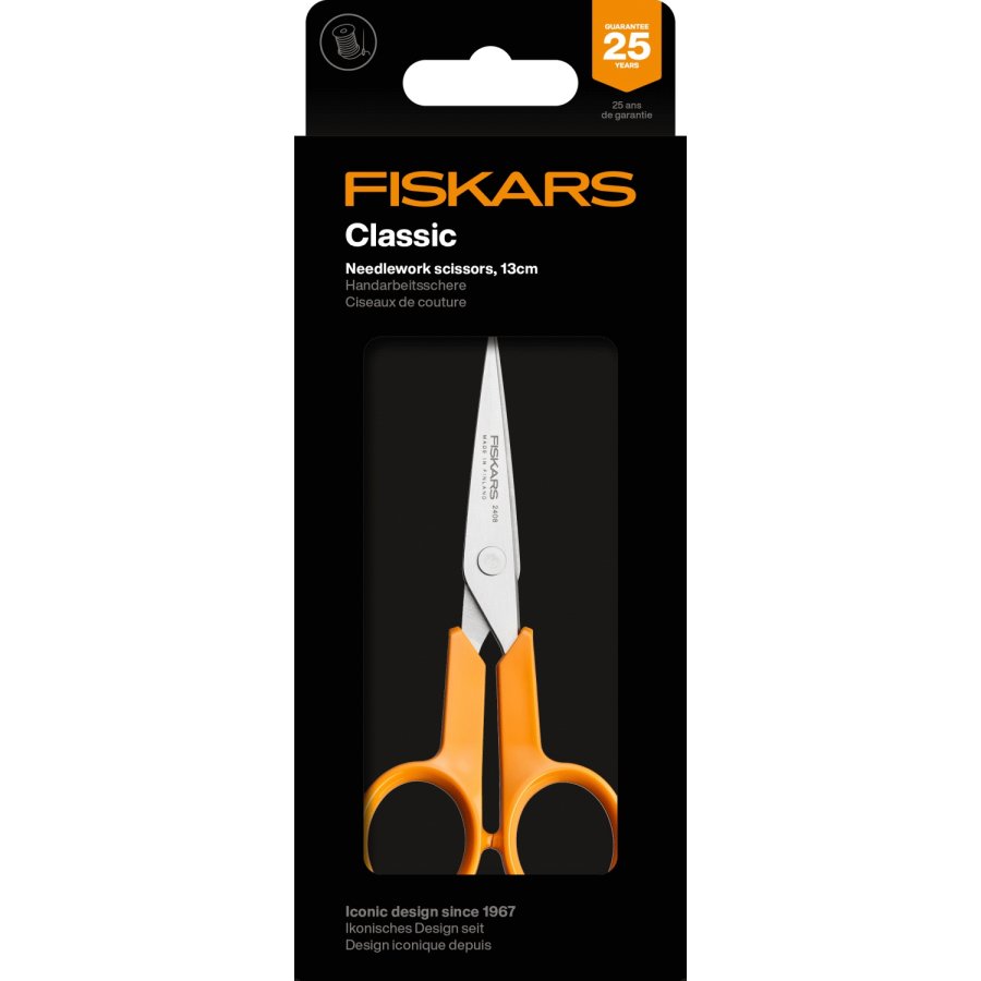 Fiskars Classic Schere mit Mikrospitze 13 cm, Orange