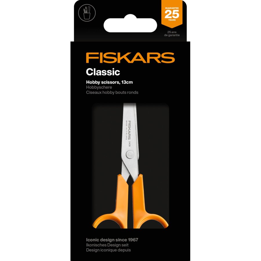 Fiskars Classic Schere mit stumpfer Spitze 13 cm, Orange