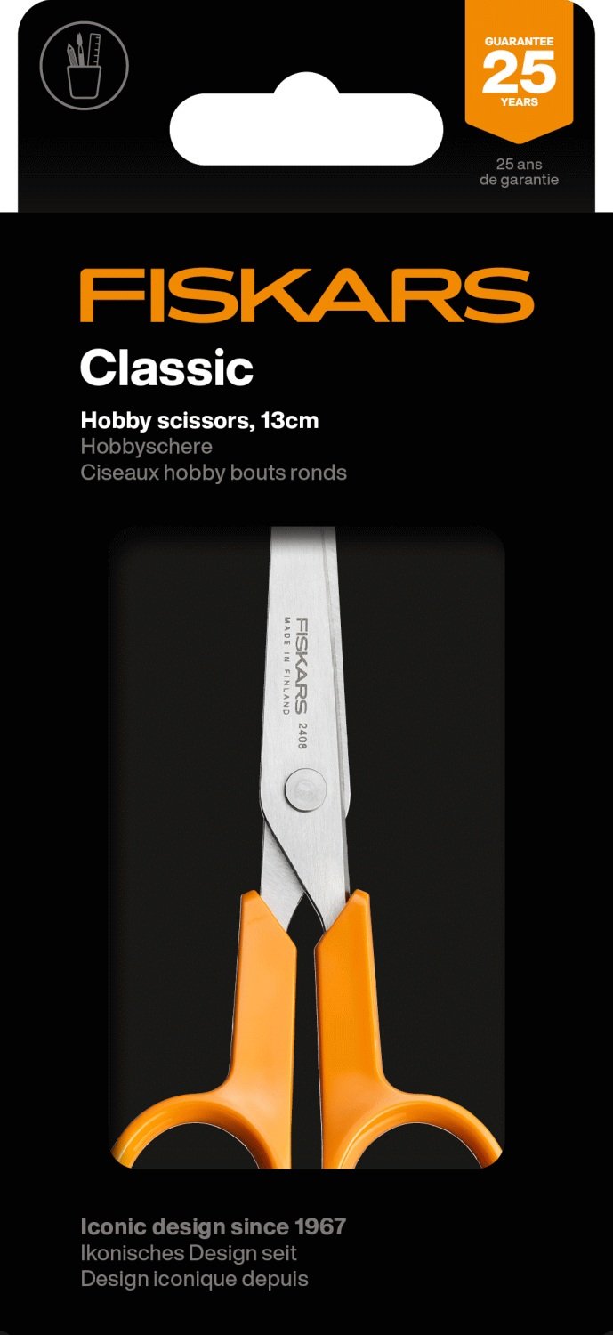 Fiskars Classic Schere mit stumpfer Spitze 13 cm, Orange