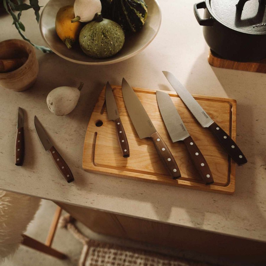 Fiskars Folken Santoku Kniv 16 cm, Ahorn