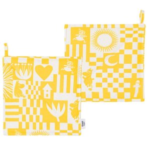 Moomin Arabia Mumi Grydelapper 2 stk. 22x22 cm, Fest Gul