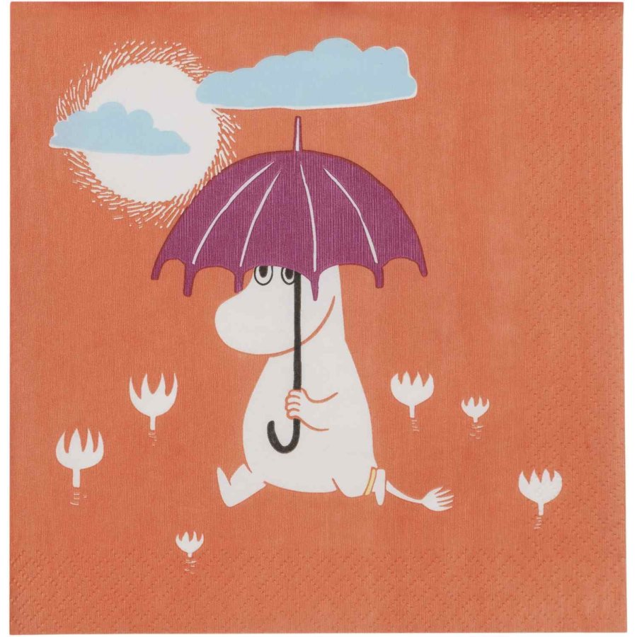 Moomin Arabia Mumin Papierserviette 33x33 cm, Unter Dem Regenschirm