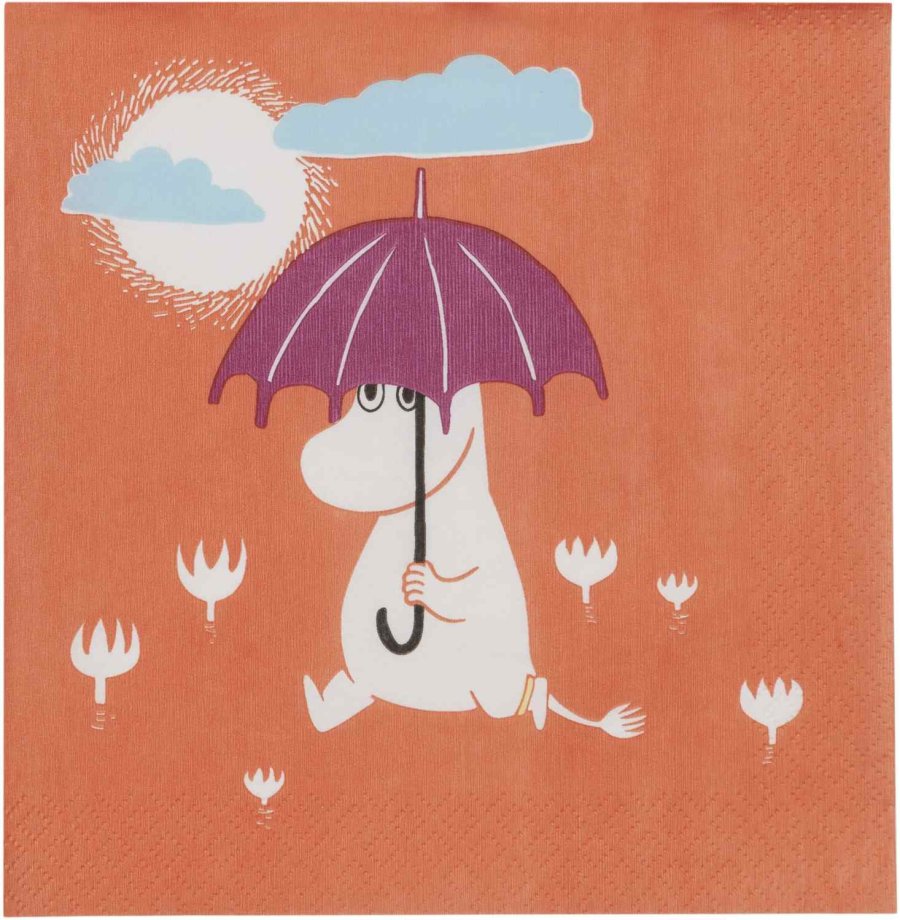 Moomin Arabia Mumin Papierserviette 33x33 cm, Unter Dem Regenschirm