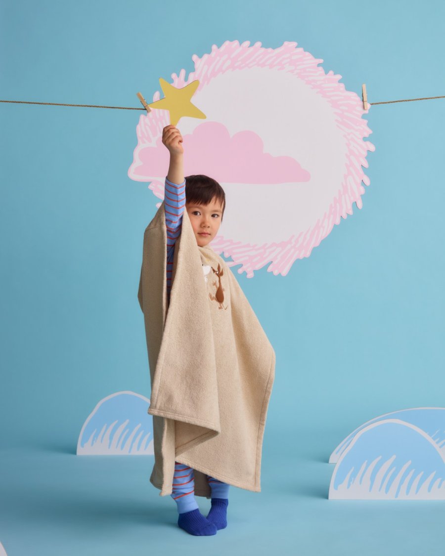 Moomin Arabia Mumin Kapuzenponcho 72x72 cm, Weltraumabenteuer/Beige