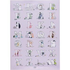 Moomin Arabia Mumin Alfabet Poster 50x70 cm, Lila