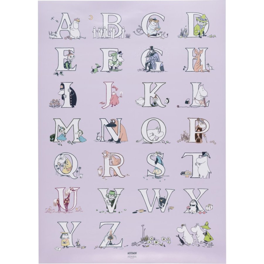 Moomin Arabia Mumin Alfabet Poster 50x70 cm, Lila