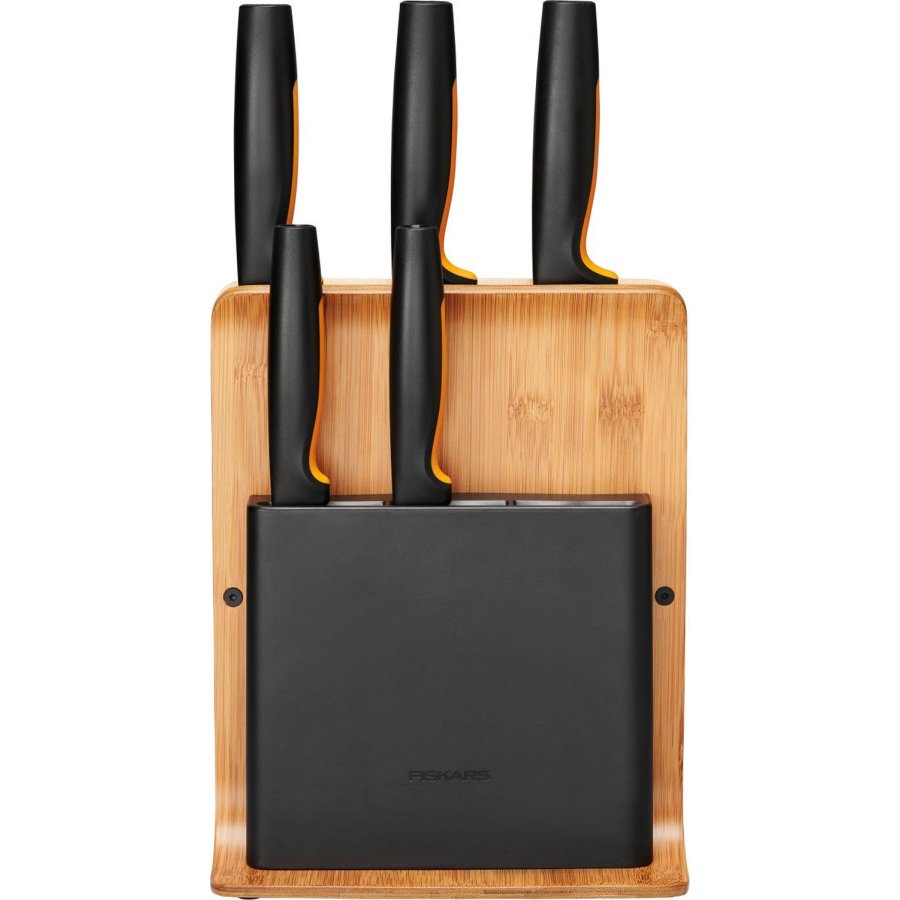 Fiskars Functional Form Knivblok m. 5 Knive, Bambus