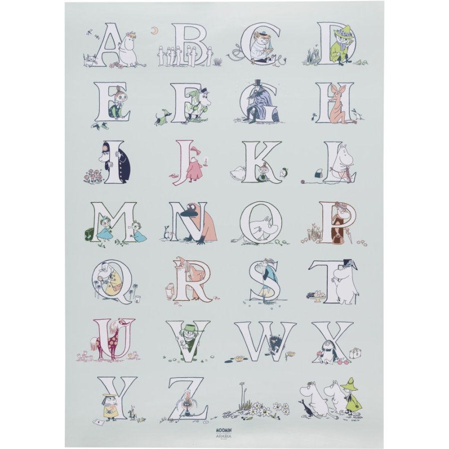 Moomin Arabia Mumin Alfabet Poster 50x70 cm, Minze